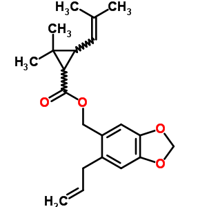 2,2-二甲基-3-(2-甲基-1-丙烯-1-基)-环丙烷羧酸[6-(2-丙烯-1-基)-1,3-苯并二氧杂环戊烯-5-基]甲酯结构式_5434-17-3结构式