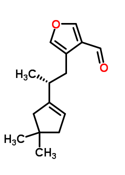 (R)-4-(2-(4,4-二甲基-1-环戊烯-1-基)丙基)-3-呋喃甲醛结构式_54462-53-2结构式