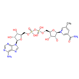 (2R,3R,4S,5R)-5-[[[[(2R,3S,4R,5R)-5-(6-氨基嘌呤-9-基)-3,4-二羟基四氢呋喃-2-基]甲氧基-羟基磷酰]氧基-羟基磷酰]氧基甲基]-2-(3-氨基甲酰-5-甲基吡啶-1-鎓-1-基)-4-羟基四氢呋喃-3-醇结构式_56541-76-5结构式