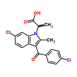 3-(P-氯苯甲酰基)-6-氯-α,2-二甲基-1H-吲哚-1-乙酸结构式_57329-97-2结构式