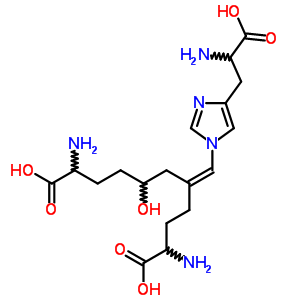 (5Z)-2,10-二氨基-5-[[4-(2-氨基-2-羧基-乙基)咪唑-1-基]亚甲基]-7-羟基十一烷二酸结构式_57944-40-8结构式