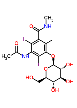5-(乙酰基氨基)-3-(β-d-吡喃葡萄糖氧基)-n-甲基-2,4,6-三碘苯甲酰胺结构式_58199-95-4结构式