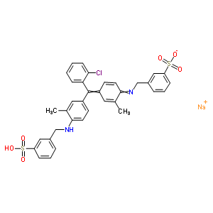 钠3-[({4-[(2-氯苯基){3-甲基-4-[(3-磺基苄基)氨基]苯基}亚甲基]-2-甲基-2,5-环己二烯-1-亚基}氨基)甲基]苯磺酸酯结构式_5863-49-0结构式