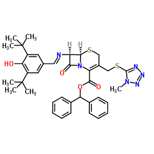 7-(3,5-二-叔-丁基-4-羟基苄亚基氨基)-3-[[(1-甲基-1H-四唑-5-基)硫代]甲基]-3-头孢烯-4-羧酸二苯基甲基酯结构式_58844-13-6结构式
