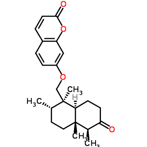 7-((十氢-1,4a,5,6-四甲基-7-氧代-1-萘基)甲氧基)-2H-1-苯并吡喃-2-酮结构式_58939-89-2结构式