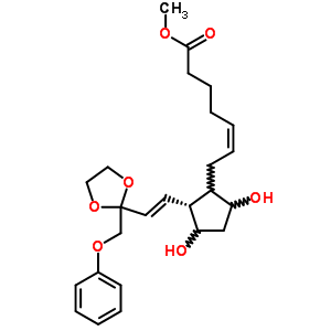 (Z)-7-[(1R)-3α,5α-二羟基-2β-[(E)-2-(2-苯氧基甲基-1,3-二氧杂烷-2-基)乙烯]环戊并n-1α-基]-5-庚烯酸甲酯结构式_59619-78-2结构式