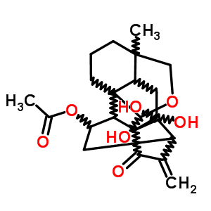 (4R,14R,20R)-11beta-乙酰氧基-18,20-环氧-7alpha,14,20-三羟基贝壳杉-16-烯-15-酮结构式_59859-99-3结构式