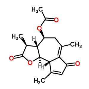 (3S)-4beta-乙酰氧基-3,3abeta,4,5,9abeta,9balpha-六氢-3beta,6,9-三甲基薁并[4,5-b]呋喃-2,7-二酮结构式_5989-43-5结构式
