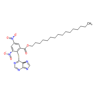 3,5-二硝基-2-(1H-嘌呤-6-基硫代)-苯甲酸十六酯结构式_59921-63-0结构式
