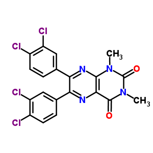 6,7-双(3,4-二氯苯基)-1,3-二甲基-蝶啶-2,4-二酮结构式_60333-36-0结构式