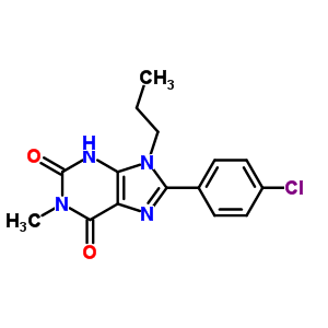 8-(4-氯苯基)-1-甲基-9-丙基-3H-嘌呤-2,6-二酮结构式_61080-35-1结构式