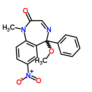 1,5-二氢-5-甲氧基-1-甲基-7-硝基-5-苯基-2H-1,4-苯并二氮杂革-2-酮结构式_62159-90-4结构式