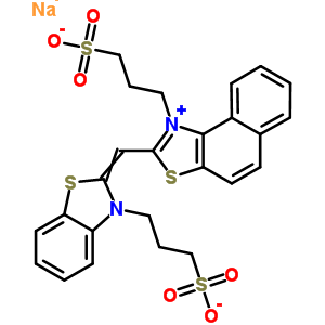 1-(3-磺基丙基)-2-((3-(3-磺基丙基)-2(3H)-苯并噻唑亚基)甲基)-萘并(1,2-d)噻唑鎓内盐钠盐结构式_63149-36-0结构式
