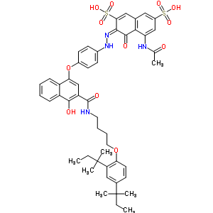 5-(乙酰基氨基)-3-[[4-[[3-[[[4-[2,4-双(叔戊基)苯氧基]丁基]氨基]羰基]-4-羟基-1-萘]氧基]苯基]氮杂]-4-羟基萘-2,7-二磺酸结构式_63217-28-7结构式