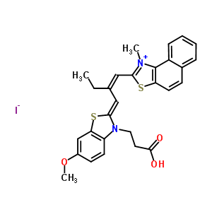 2-[2-[[3-(2-羧基乙基)-6-甲氧基-3H-苯并噻唑-2-亚基]甲基]-1-丁烯基]-1-甲基萘并[1,2-d]噻唑鎓碘化物结构式_63870-55-3结构式
