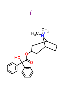 (8,8-二甲基-8-铵双环[3.2.1]辛-3-基) 2-羟基-2,2-二苯基乙酸酯碘化物结构式_63977-83-3结构式