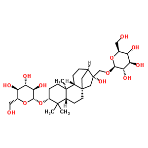 贝壳杉烷-3,16,17-三醇-3-O-beta-吡喃葡萄糖基-17-O-beta-吡喃葡萄糖苷结构式_64280-16-6结构式