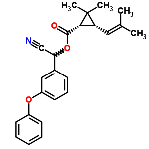 (1R,3S)-3-(2,2-二甲基乙烯)-2,2-二甲基环丙烷羧酸 (S)-氰基(3-苯氧基苯基)甲酯结构式_64312-66-9结构式
