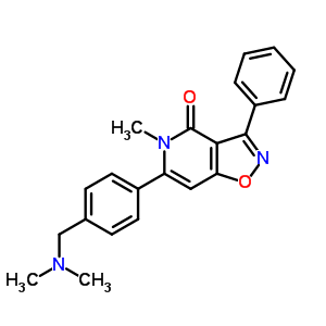 6-[4-[(二甲基氨基)甲基]苯基]-5-甲基-3-苯基-异噁唑并[4,5-c]吡啶-4(5H)-酮结构式_64769-68-2结构式