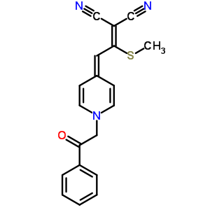 2-[1-(甲基硫代)-2-[1-(2-氧代-2-苯基乙基)-4(1H)-吡啶]亚乙基]-丙二腈结构式_64995-37-5结构式