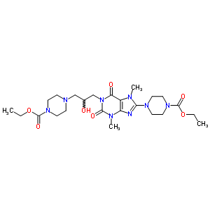 4-[3-[8-(4-乙氧基羰基哌嗪-1-基)-3,7-二甲基-2,6-二氧代-嘌呤-1-基]-2-羟基-丙基]哌嗪-1-羧酸乙酯结构式_69408-22-6结构式