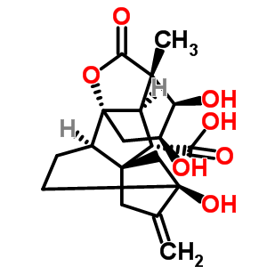 (1R,2r,5s,8s,9s,10r,11s,12r,13s)-5,12,13-trihydroxy-11-methyl-6-methylene-16-oxo-15-oxapentacyclo[9.3.2.1<sup>5,8</sup>.0<sup>1,10</sup>.0<sup>2,8</sup>]heptadecane-9-carboxylic acid Structure,7044-72-6Structure