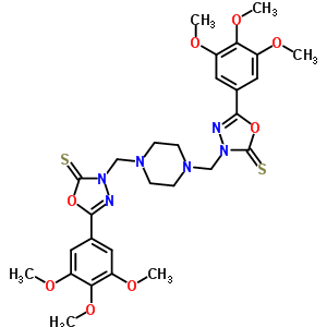 3-[[4-[[2-磺酰基-5-(3,4,5-三甲氧基苯基)-1,3,4-噁二唑-3-基]甲基]哌嗪-1-基]甲基]-5-(3,4,5-三甲氧基苯基)-1,3,4-噁二唑-2-硫酮结构式_70705-21-4结构式