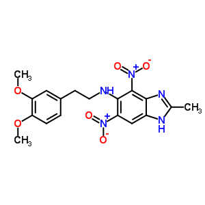 N-[2-(3,4-二甲氧基苯基)乙基]-2-甲基-4,6-二硝基-1H-苯并咪唑-5-胺结构式_72766-27-9结构式