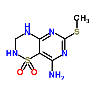 8-氨基-6-甲基硫代-3,4-二氢-1,2H-嘧啶并-1,2,4-(4,5-e)噻二嗪 1,1-二氧化物结构式_74051-77-7结构式