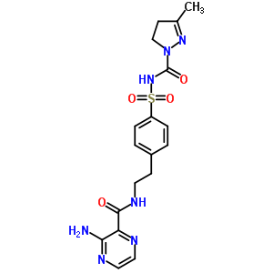 3-氨基-n-[2-[4-[(3-甲基4,5-二氢吡唑-1-羰基)磺酰基]苯基]乙基]吡嗪-2-羧酰胺结构式_74210-75-6结构式