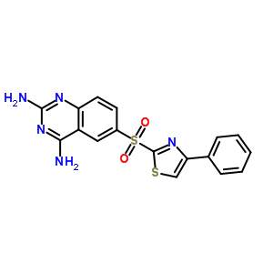 6-[(4-苯基-1,3-噻唑-2-基)磺酰基]喹唑啉-2,4-二胺结构式_74396-41-1结构式