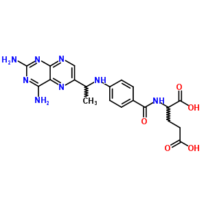 L-N-[p-[[1-(2, 4-二氨基-6-蝶啶)乙基]氨基]苯甲酰基]-谷氨酸结构式_751-19-9结构式