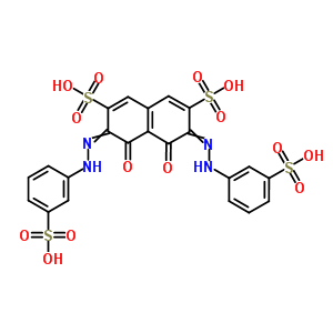 4,5-二氧代-3,6-双[(3-硫苯基)肼基]萘-2,7-二磺酸结构式_7572-33-0结构式