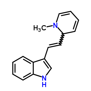 3-[(E)-2-(1-甲基-2H-吡啶-2-基)乙烯]-1H-吲哚结构式_76384-45-7结构式