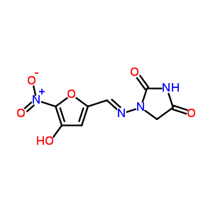 1-[(4-羟基-5-硝基呋喃-2-基)亚甲基氨基]咪唑烷-2,4-二酮结构式_76644-41-2结构式