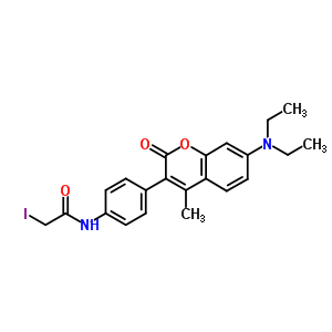 N-[4-(7-二乙基氨基-4-甲基-2-氧代苯并吡喃-3-基)苯基]-2-碘乙酰胺结构式_76877-34-4结构式