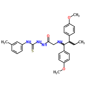 N-[1,2-双(4-甲氧基苯基)丁基]-甘氨酸-2-[[(3-甲基苯基)氨基]硫氧代甲基]肼结构式_79797-47-0结构式