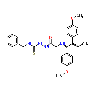 N-[1,2-双(4-甲氧基苯基)丁基]-甘氨酸-2-[[(苯基甲基)氨基]硫氧代甲基]肼结构式_79806-37-4结构式