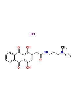 n-[3-(二甲基氨基)丙基]-9,10-二氢-1,4-二羟基-9,10-二氧代-2-蒽乙酰胺盐酸盐结构式_81085-95-2结构式