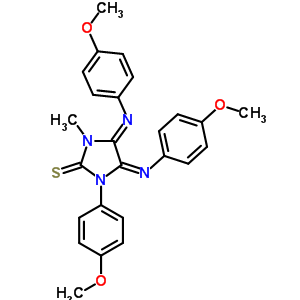 1-(4-甲氧基苯基)-4,5-双[(4-甲氧基苯基)亚氨基]-3-甲基-2-咪唑啉硫酮结构式_82627-73-4结构式