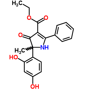5-(2,4-二羟基苯基)-4,5-二氢-5-甲基-4-氧代-2-苯基-1H-吡咯-3-羧酸乙酯结构式_83392-48-7结构式