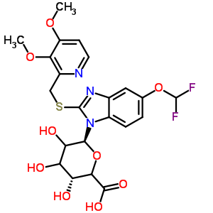 5-(二氟甲氧基)-2-{[(3,4-二甲氧基-2-吡啶基)甲基]硫基}-1-(beta-L-甘油-吡喃己酮糖基)-1H-苯并咪唑结构式_867300-67-2结构式