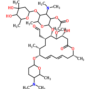 9-O-[(5S,6R)-5-(二甲基氨基)四氢-6-甲基-2H-吡喃-2-基]-白霉素V2alpha-乙酸酯结构式_89000-32-8结构式