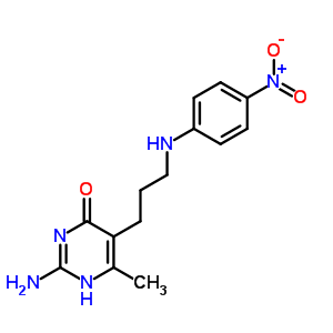 2-氨基-6-甲基-5-[3-[(4-硝基苯基)氨基]丙基]-4(3H)-嘧啶酮结构式_899-86-5结构式