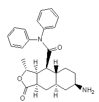 (3R,3aS,4S,4aR,7R,8aR,9aR)-7-氨基-3-甲基-1-氧代-N,N-二苯基十二氢萘并[2,3-c]呋喃-4-羧酰胺结构式_900168-76-7结构式