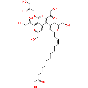 (Z)-2,3,4,5-四甘油-20,21-二羟基-二十一碳-9-烯酸甘油酯结构式_9007-48-1结构式