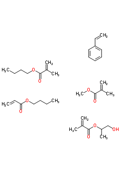 甲基丙烯酸甲酯与苯乙烯,甲基丙烯酸丁酯,丙烯酸丁酯和甲基丙烯酸羟丙酯共聚物结构式_9047-32-9结构式