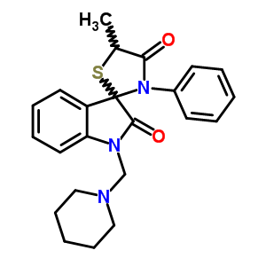 5-甲基-3-苯基-1-(1-哌啶基甲基)-螺[3H-吲哚-3,2-噻唑烷]-2,4(1H)-二酮结构式_91870-79-0结构式