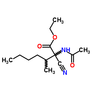 Heptanoic acid, 2-(acetylamino)-2-cyano-3-methyl-,ethyl ester Structure,92107-39-6Structure