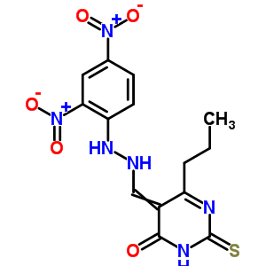 5-[[2-(2,4-Dinitrophenyl)hydrazinyl]methylidene]-6-propyl-2-sulfanylidene-pyrimidin-4-one Structure,93867-68-6Structure